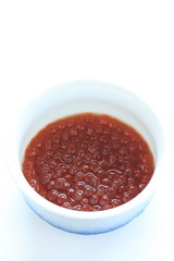 Japanese food, Ikura Marinated Salmon roe on white background