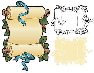 Bookplate style border with pyracantha leaves and berries