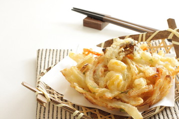 Japanese food, mushroom and Ginkgo tempura for autumn food image