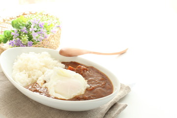 poached egg on curry rice