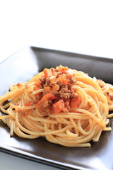 Italian food, meat sauce spaghetti