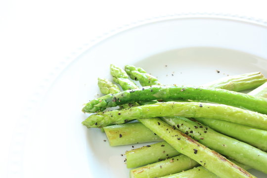 grilled green asparagus for gourmet summer vegetable image