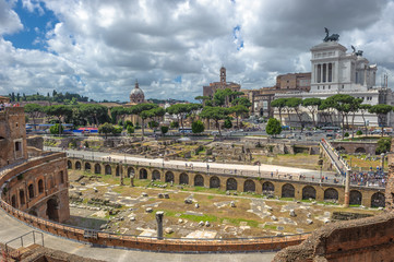 Trajan’s market and Roman forums in Rome, Italy