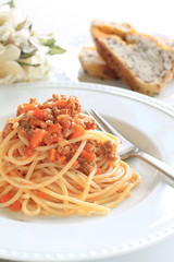 italian food, bolognaise spaghetti