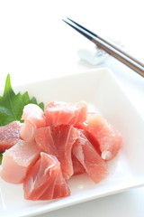 Japanse food, freshness tuna fish with Shiso herb