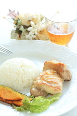 grilled chicken and pumpkin with rice