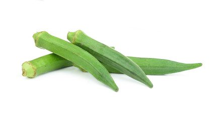 fresh okra isolated on a white background