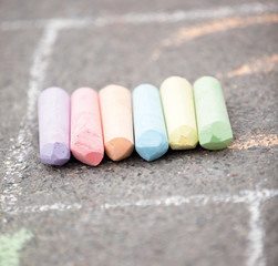 colored chalk on asphalt