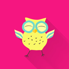 Yellow flat owl over pink