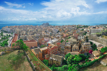 Fototapeta na wymiar Panoramic view of Corfu town