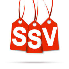 Obraz na płótnie Canvas Drei Anhänger mit SSV rot