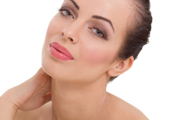 Obraz premium portrait of beautiful woman model with fresh daily makeup