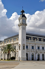 Fototapeta premium Clock Tower Building in Valencia, Spain