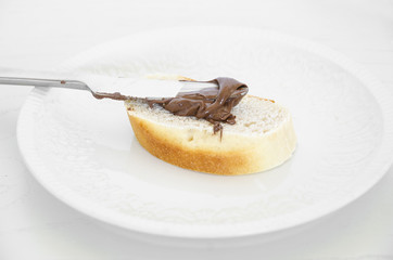 Vienna milky bread with chocolate cream.