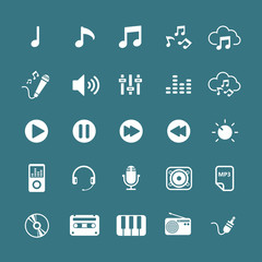 music icon set, vector eps10