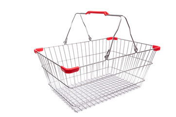 Shopping supermarket trolley isolated on the white