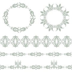Set of seamless  borders and  frames