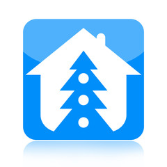 Fototapeta premium Christmas tree and family home icon