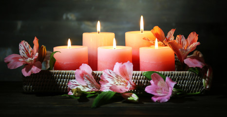 Beautiful candles with flowers
