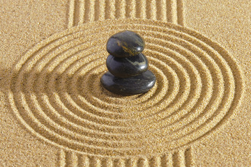 Fototapeta na wymiar Japanischer Garten mit Steine und Sand