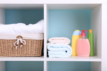 Shelves in bathroom