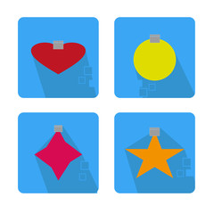 Christmas icons set with objects typical of the party - colored