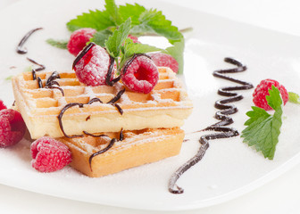 Belgian waffles with berries