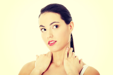Fototapeta premium Beautiful young caucasian woman portrait
