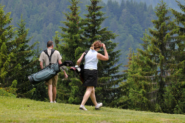 Couple de golfeurs au Pléney à Morzine