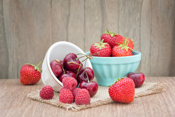 Tasteful red fruits on the table