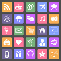 Set of social media icons, flat design vector