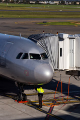 Jetstar Airbus and ground crew in Adelaide