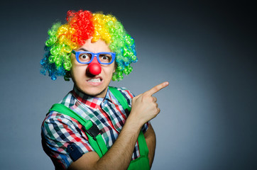 Funny clown against the dark background