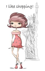 Мультфильм модные девушки в США, фон