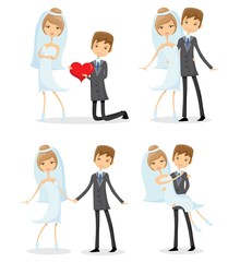Набор свадебных фотографий, невесты и жениха в любви, вектора © virinaflora