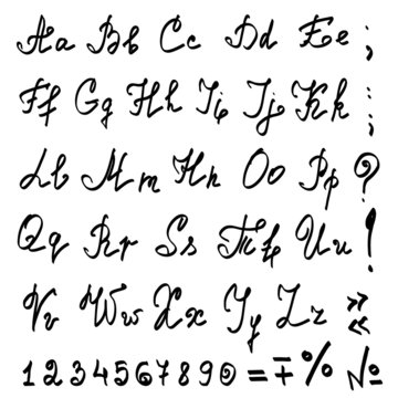 vector real hand calligraphic Alphabet