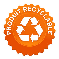 produit recyclable sur bouton web denté orange