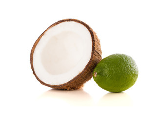 Healthy tropical fresh fruits on white background