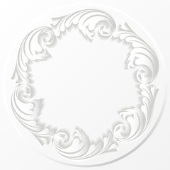 Vector frame.Cut out from paper. Volume design element