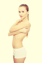 Naklejka premium Beautiful blond woman before spa treatment