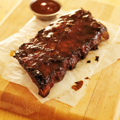 bbq ribs shot with selective focus