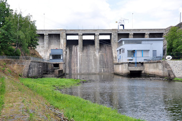 Fototapeta na wymiar concrete dam, in Brno, Czech Republic, Europe