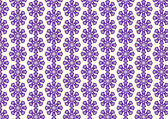 Purple Retro Flower and Leaves Pattern on Pastel Background