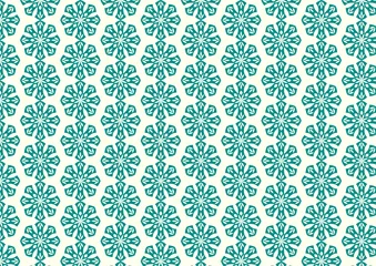 Foto op Canvas Turquoise Retro Flower and Leaves Pattern on Pastel Background © steafpong
