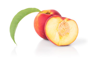 one with a slice of juicy peach