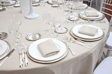 A table set for a reception