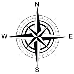 black and white compass. Raster