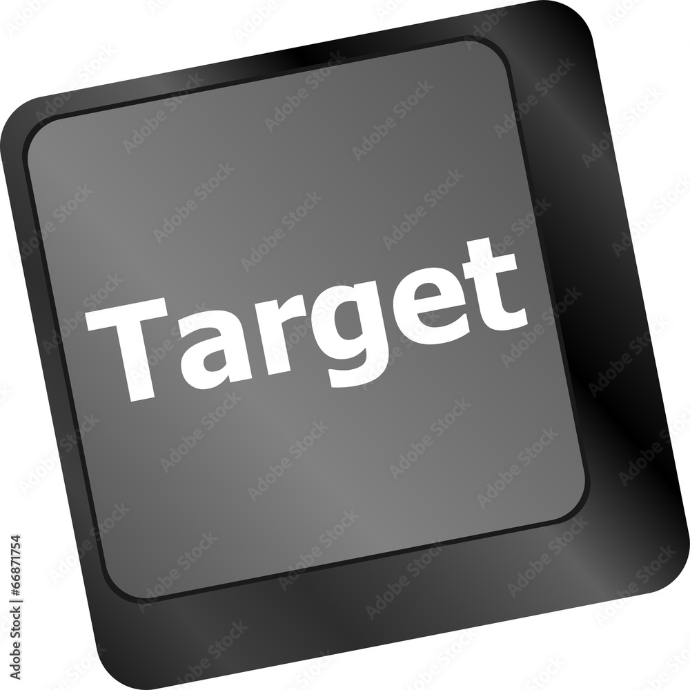 Poster target button on computer keyboard. business concept