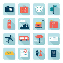 Travel icons, flat design