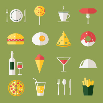 Food icons, flat design